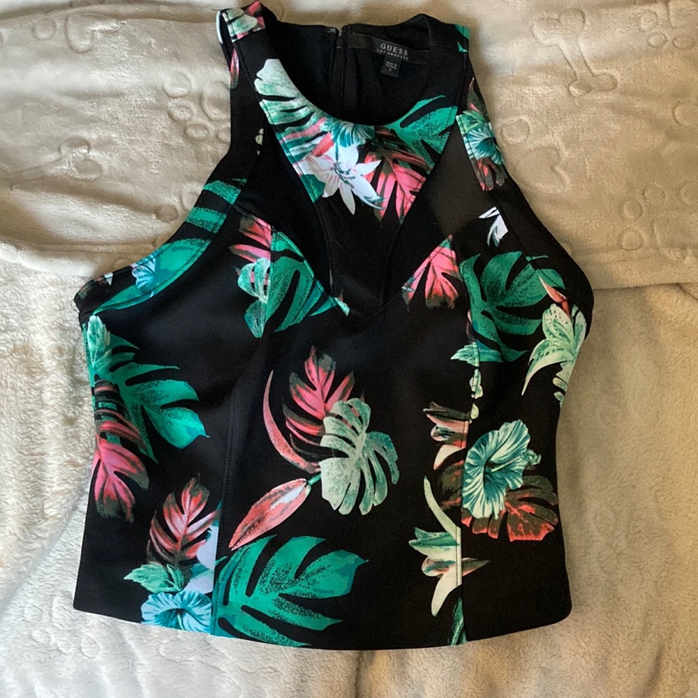 Fitted zip up,floral tank top
